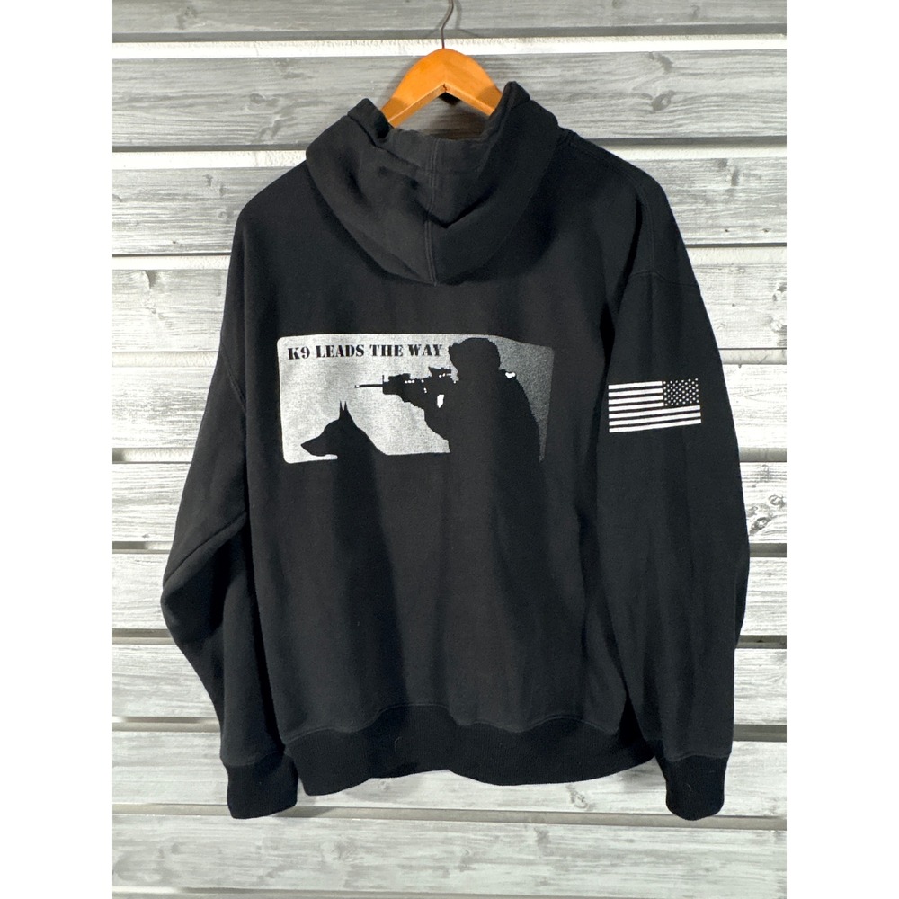 Vtg K9 Dog Leads The Way Hoodie Sweatshirt Mens M Tactical Police K9 Unit shirt
